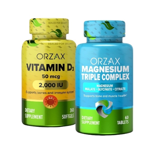 НАБОР ОРЗАКС: ВИТАМИН D3 2000 МЕ 360 КАПС. + МАГНЕЗИУМ ТРИПЛ КОМПЛЕКС 60 ТАБЛ.