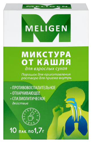 Микстура от кашля для взрослых сухая порошок для приготовления раствора для приема внутрь пакет 10 шт.