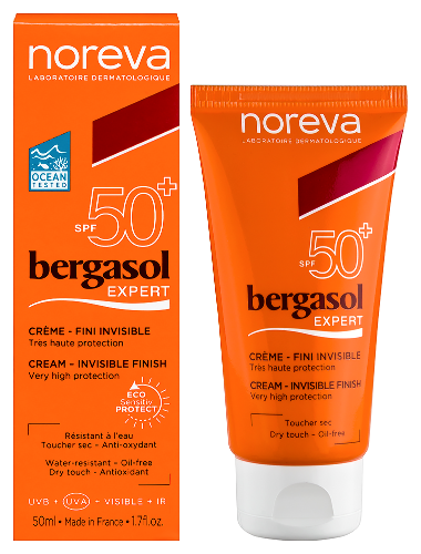 Noreva бергасол эксперт крем солнцезащитный spf50+ 50 мл