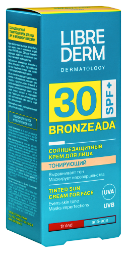 Librederm bronzeada крем для лица тонирующий солнцезащитный spf 30 50 мл