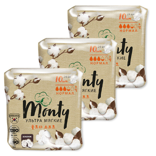 Набор Monty прокладки ultra soft normal plus №10 из 3 уп со скидкой