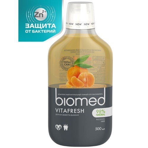 Купить Biomed комплексный пенный ополаскиватель для полости рта vitafresh 500 мл цена