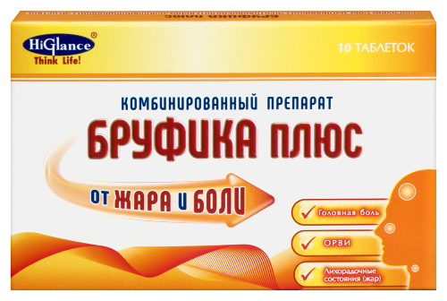 Купить Бруфика плюс 400 мг + 325 мг 10 шт. таблетки блистер цена