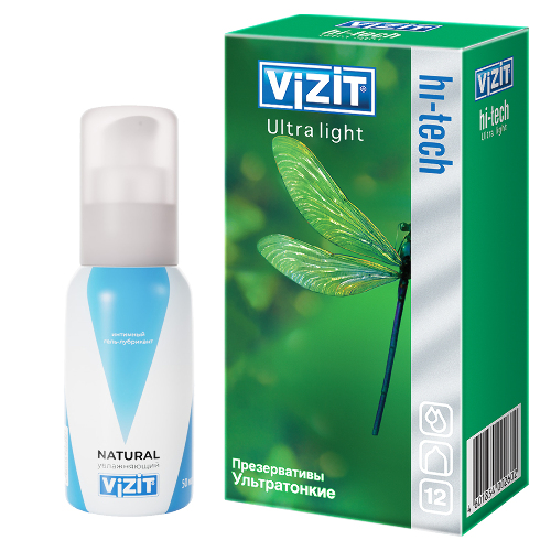 НАБОР VIZIT ГЕЛЬ-ЛУБРИКАНТ NATURAL УВЛАЖНЯЮЩИЙ 50МЛ+ ПРЕЗЕРВАТИВ VIZIT HI-TECH ULTRA LIGHT N12