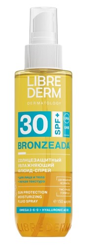 Купить Librederm bronzeada флюид-спрей двухфазный увлажняющий солнцезащитный spf30 150 мл цена