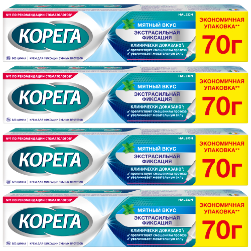 Набор из 4-х уп Корега крем д/фиксации зубных протезов мятный вкус 70,0