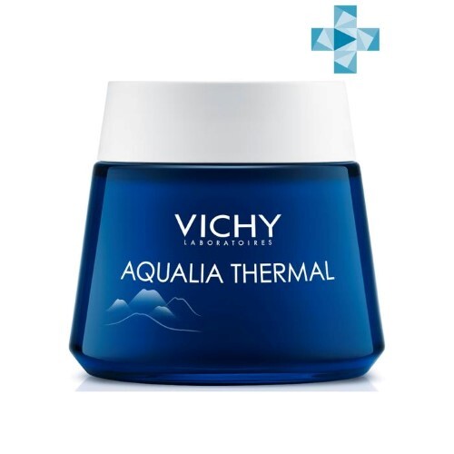 Aqualia Thermal Ночная увлажняющая уход-маска для лица с гиалуроновой кислотой, кофеином и маслом ши, 75 мл