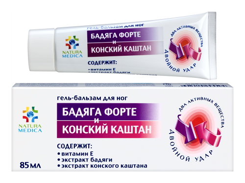 Natura medica гель-бальзам бадяга форте и конский каштан 85 мл