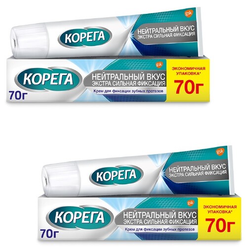 Купить Корега крем для фиксации зубных протезов нейтральный вкус экстра сильная фиксация 70 гр цена