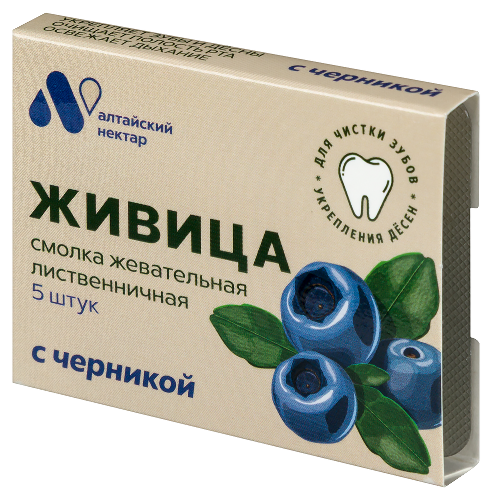 Живица смолка жевательная из смолы лиственницы 5 шт./с черникой