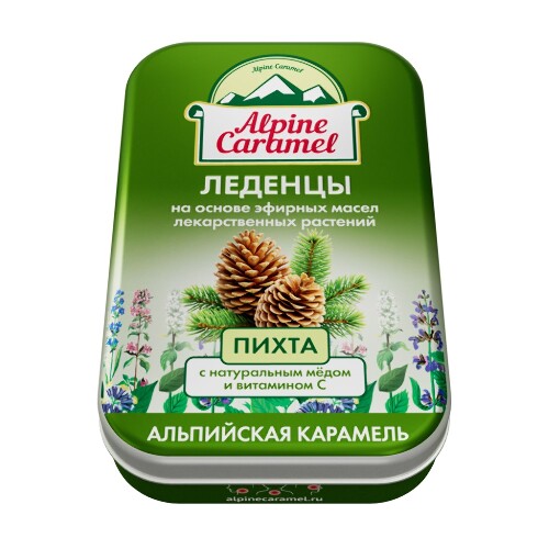 ЛЕДЕНЦЫ АЛЬПИЙСКАЯ КАРАМЕЛЬ ДЕТСКИЕ С НАТУРАЛЬНЫМ МЕДОМ И ВИТАМИНОМ С СО ВКУСОМ ПИХТЫ