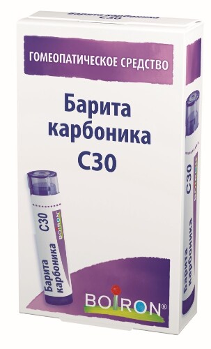Купить Барита карбоника с30 гомеопатический монокомпонентный препарат минерально-химического происхождения 4 гр гранулы гомеопатические цена