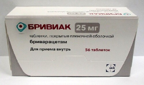 Купить Бривиак 25 мг 56 шт. таблетки, покрытые пленочной оболочкой цена