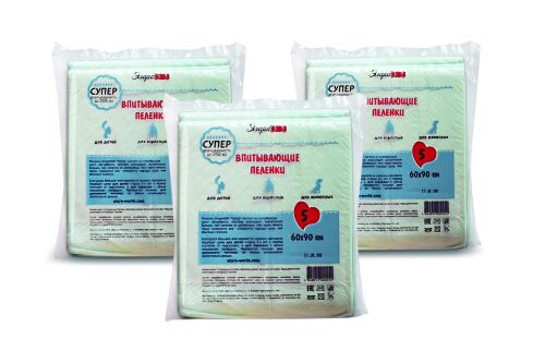 Набор из 3-х уп. Пелёнки впитывающие ЭлараKIDS "СУПЕР" 60*90, 5 шт.