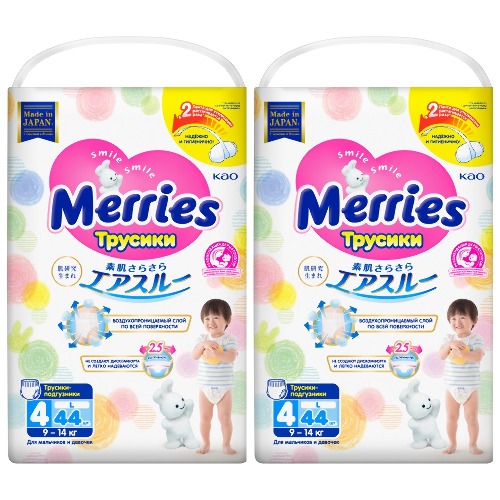 Купить Merries трусики-подгузники для детей размер l 9-14 кг 44 шт. цена