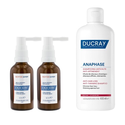 Набор DUCRAY: NEOPTIDE EXPERT СЫВОРОТКА УКРЕПЛЯЮЩ ПРИДАЮЩ ПЛОТНОСТЬ ВОЛОСАМ 2X50МЛ + ANAPHASE ШАМПУНЬ ПРОТИВ ХРОНИЧ ВЫПАД 400МЛ