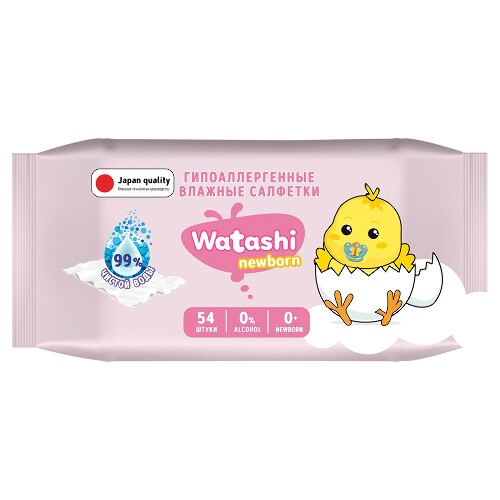 Купить Watashi салфетки влажные для детей 0+ 54 шт. цена