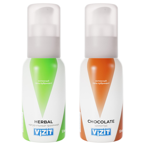 Набор Vizit гель-лубрикант Herbal натуральный 50 мл – Vizit гель-лубрикант Chocolate с ароматом шоколада 50 мл