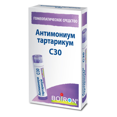 Купить Антимониум тартарикум с30 гомеопатический монокомпонентный препарат минерально-химического происхождения 4 гр гранулы гомеопатические цена