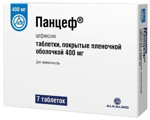 Купить Панцеф 400 мг 7 шт. таблетки, покрытые пленочной оболочкой цена