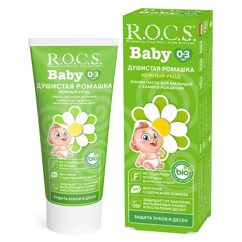 Rocs baby зубная паста душистая ромашка 45 гр