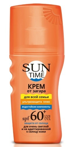 Купить Sun time крем от загара ультразащита плюс для всей семьи spf60+ 150 мл цена