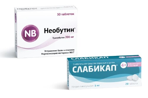 Набор для лечения запора Слабикап таб. 5 мг №20 + Необутин таб. 200 мг №30 со скидкой 
