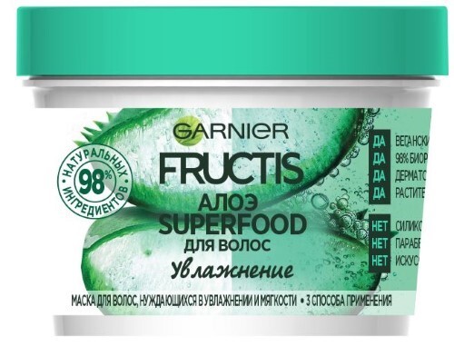Купить Garnier fructis superfood алоэ увлажнение маска 3 в 1 для волос нуждающихся в увлажнении 390 мл цена