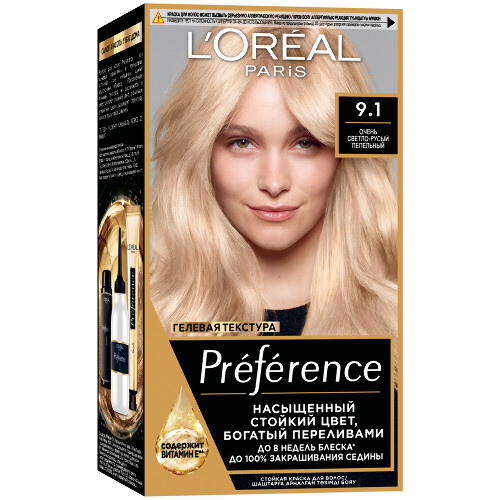 Loreal paris preference краска стойкая для волос в наборе оттенок 9.1/викинг/