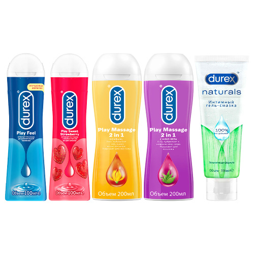 Набор гелей Durex FEEL 100ML + Durex MASSSAGE 2IN1 SENSUAL 200ML + Durex MASSSAGE 2IN1 ALOE VERA 200ML + Интимный гель-смазка Du