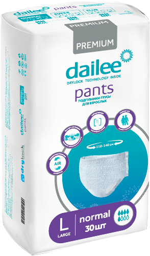 Купить Dailee подгузники-трусы для взрослых для людей со средней степенью недержания normal large (большой) 30 шт. цена