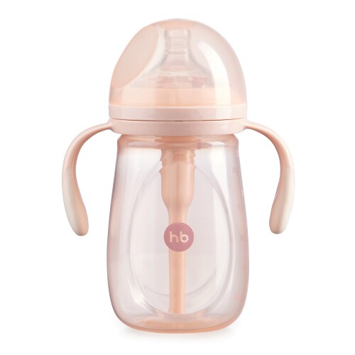 Купить Happy baby бутылочка для кормления с ручками с силиконовой соской антиколиковая широкое горло 0+ 300 мл/розовый цена
