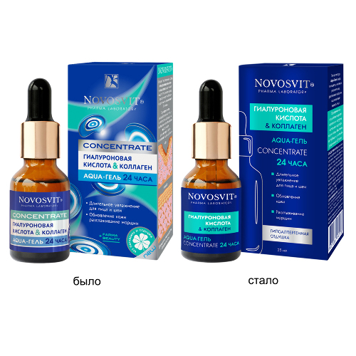 Novosvit concentrate гиалуроновая кислота & коллаген aqua-гель 24 часа 25 мл