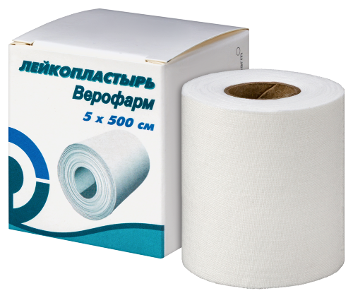 Лейкопластырь верофарм 5х500 см в картонной упаковке