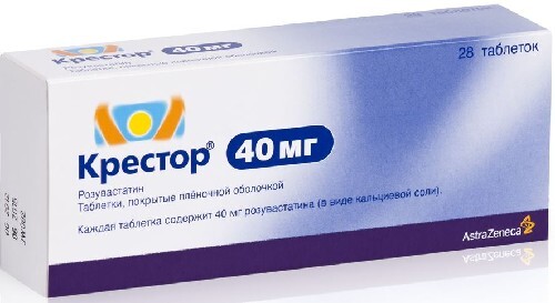 Купить Крестор 40 мг 28 шт. таблетки, покрытые пленочной оболочкой цена