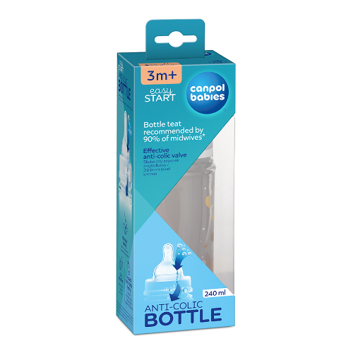 Canpol babies бутылочка easystart антиколиковая newborn baby 240 мл/белый