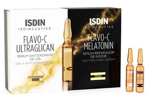 Купить Isdin isdinceutics flavo-c ultraglican сыворотка для лица дневная 2 мл n10+flavo-c melatonin сыворотка для лица ночная 2 мл 10 шт./промо цена