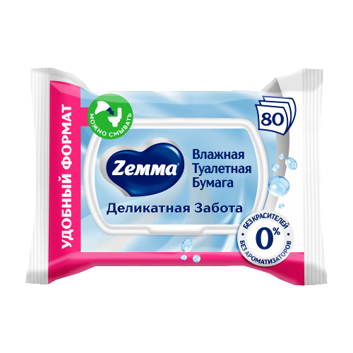 Zemma влажная туалетная бумага деликатная забота 80 шт.