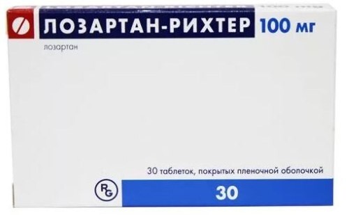 Купить Лозартан-рихтер 100 мг 30 шт. таблетки, покрытые пленочной оболочкой цена