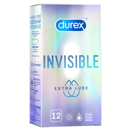 Купить Durex презервативы invisible extra lube 12 шт. цена