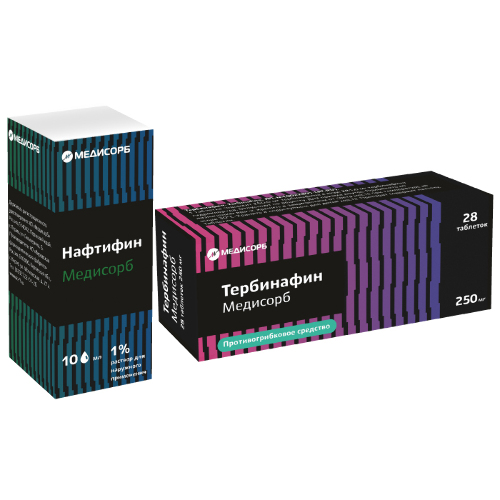Набор ТЕРБИНАФИН МЕДИСОРБ 0,25 N28 ТАБЛ + НАФТИФИН МЕДИСОРБ 1МЛ ФЛАК Р-Р Д/НАРУЖ ПРИМ - цена 593 руб., купить в интернет аптеке в Йошкар-Оле Набор ТЕРБИНАФИН МЕДИСОРБ 0,25 N28 ТАБЛ + НАФТИФИН МЕДИСОРБ 1МЛ ФЛАК Р-Р Д/НАРУЖ ПРИМ, инструкция по применению