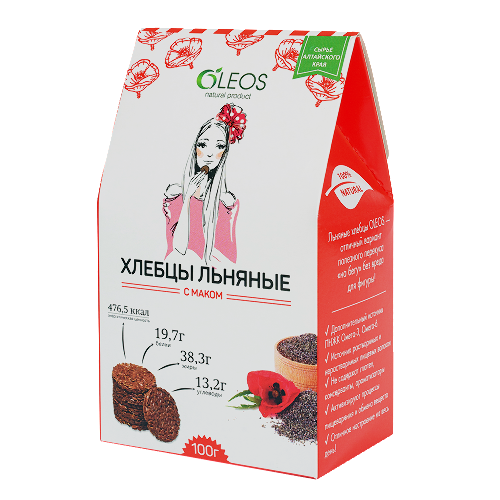 Купить Oleos хлебцы льняные с маком 100 гр цена