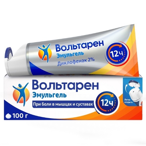 Вольтарен эмульгель 2% гель для наружного применения 100 гр исполнение крышка с откидывающимся верхом