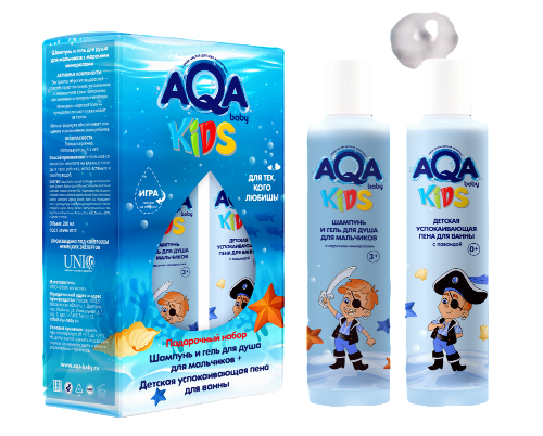 Купить Aqa baby kids набор/шампунь и гель для душа для мальчиков с морскими минералами 200 мл+пена для ванны с лавандой 200 мл/ цена