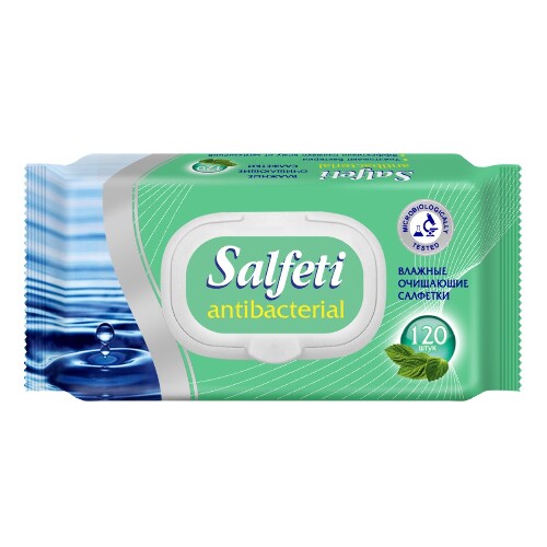 Купить Salfeti antibacterial салфетки влажные очищающие антибактериальные 120 шт. цена