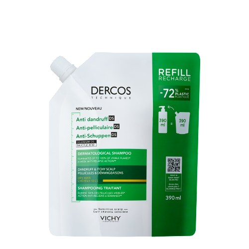 Купить Vichy dercos technique интенсивный шампунь-уход против перхоти ds для сухих волос 390 мл/сменный блок/ цена