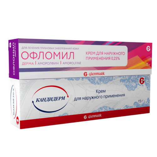 Набор при поражениях кожи Кандидерм 15 г + Офломил дерма Крем со скидкой 10%
