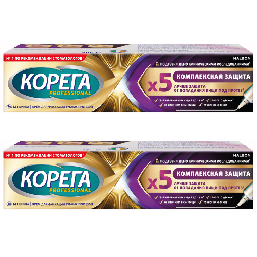 Набор из 2-х уп Корега professional крем д/фиксации зубных протезов комплексная защита 40,0 со скидкой