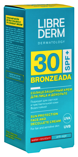 Librederm bronzeada солнцезащитный крем для лица и декольте spf 30 50 мл