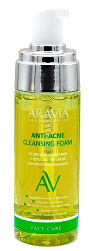 Aravia laboratories anti-acne пенка для умывания с коллоидной серой и экстрактом женьшеня 150 мл